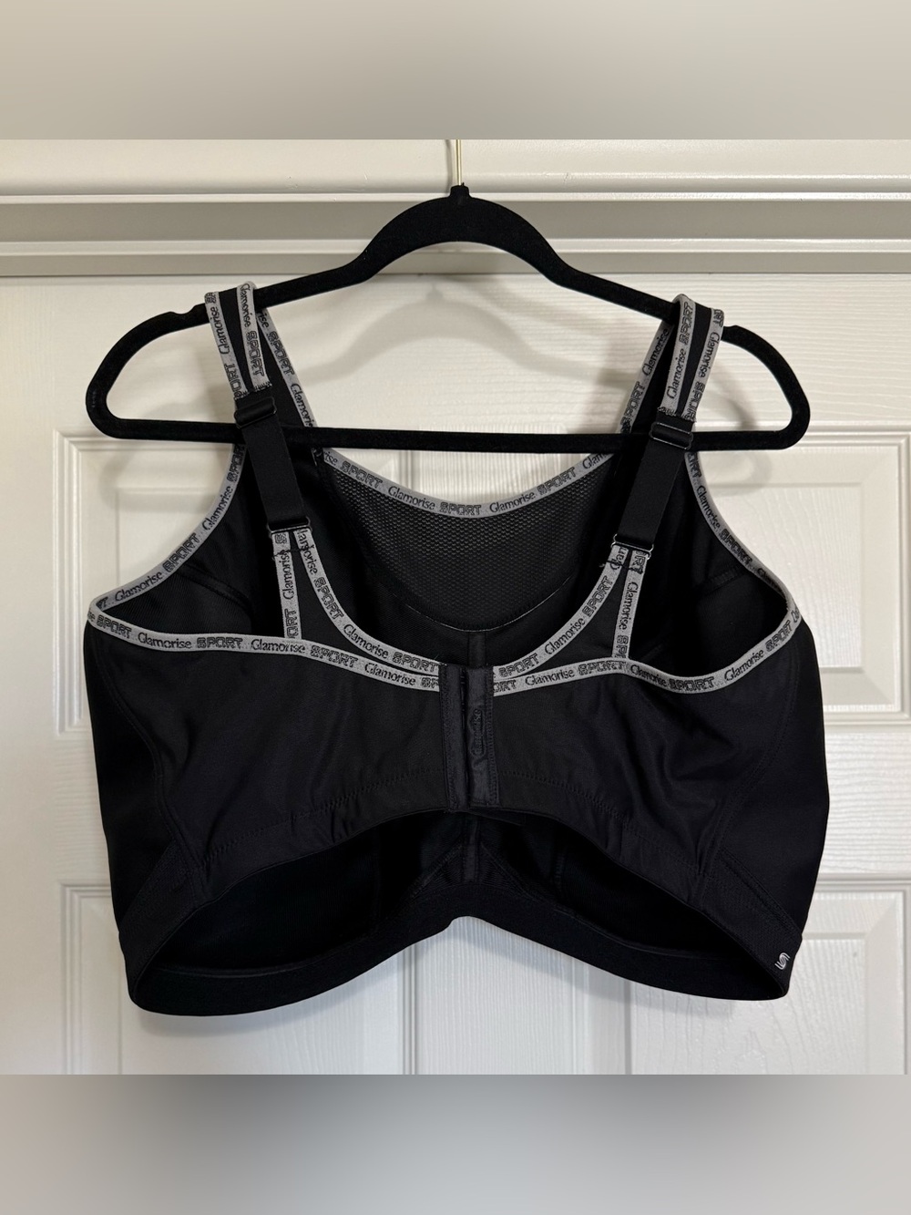 NWOT 48J Glamorise Sport No-Bounce Wirefree Sports Bra Black Gray High Impact - Picture 7 of 11